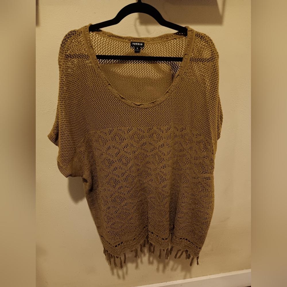 Torrid Mustard Yellow Light Weight Sweater with Fringe #6